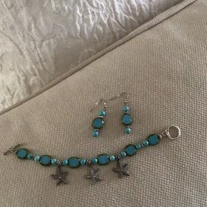 Turquoise and silver bracelet and earrings